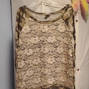 BiBi Camouflage and Lace Women's Top